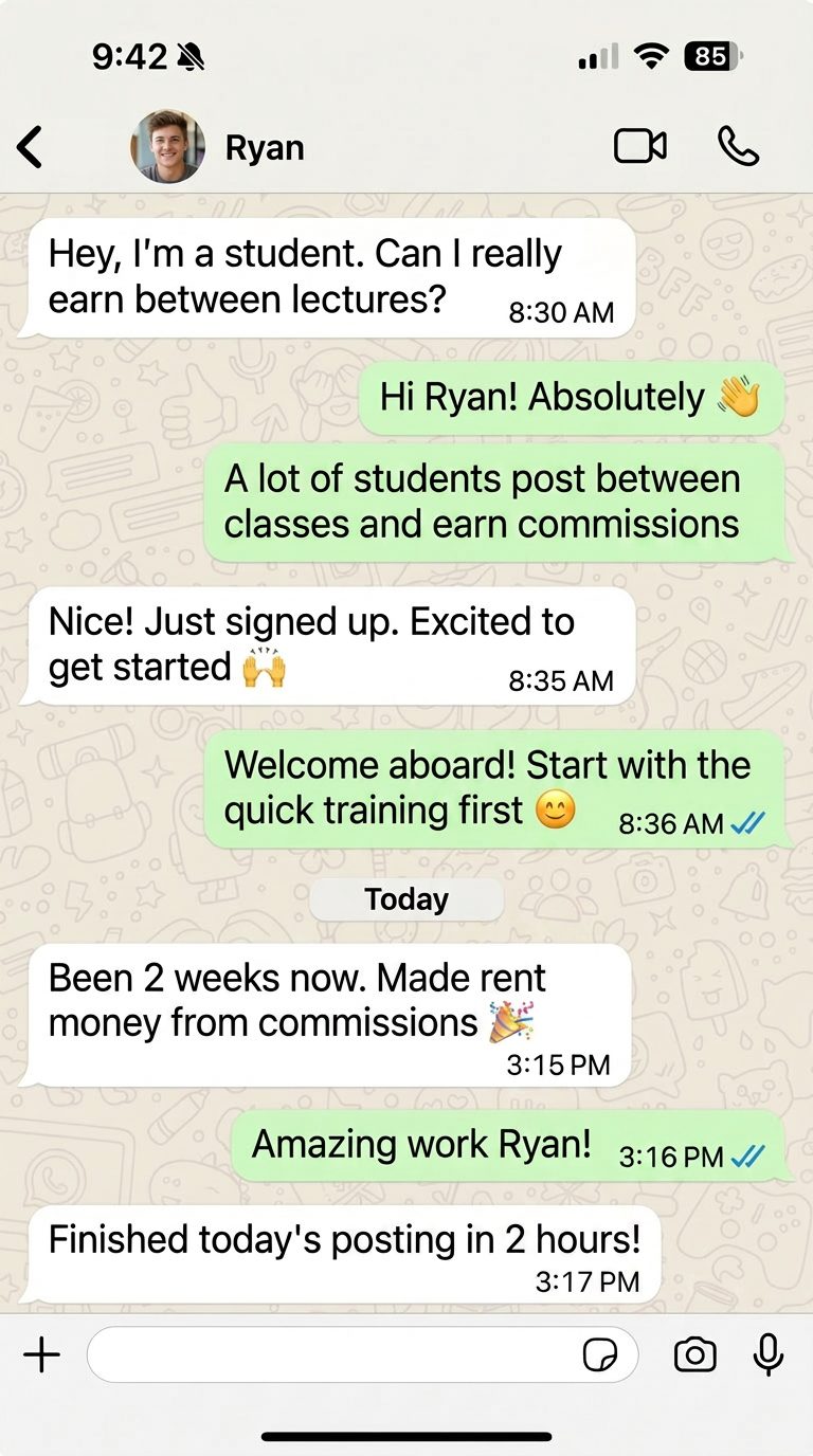 WhatsApp conversation with Ryan, a TTDropBiz seller